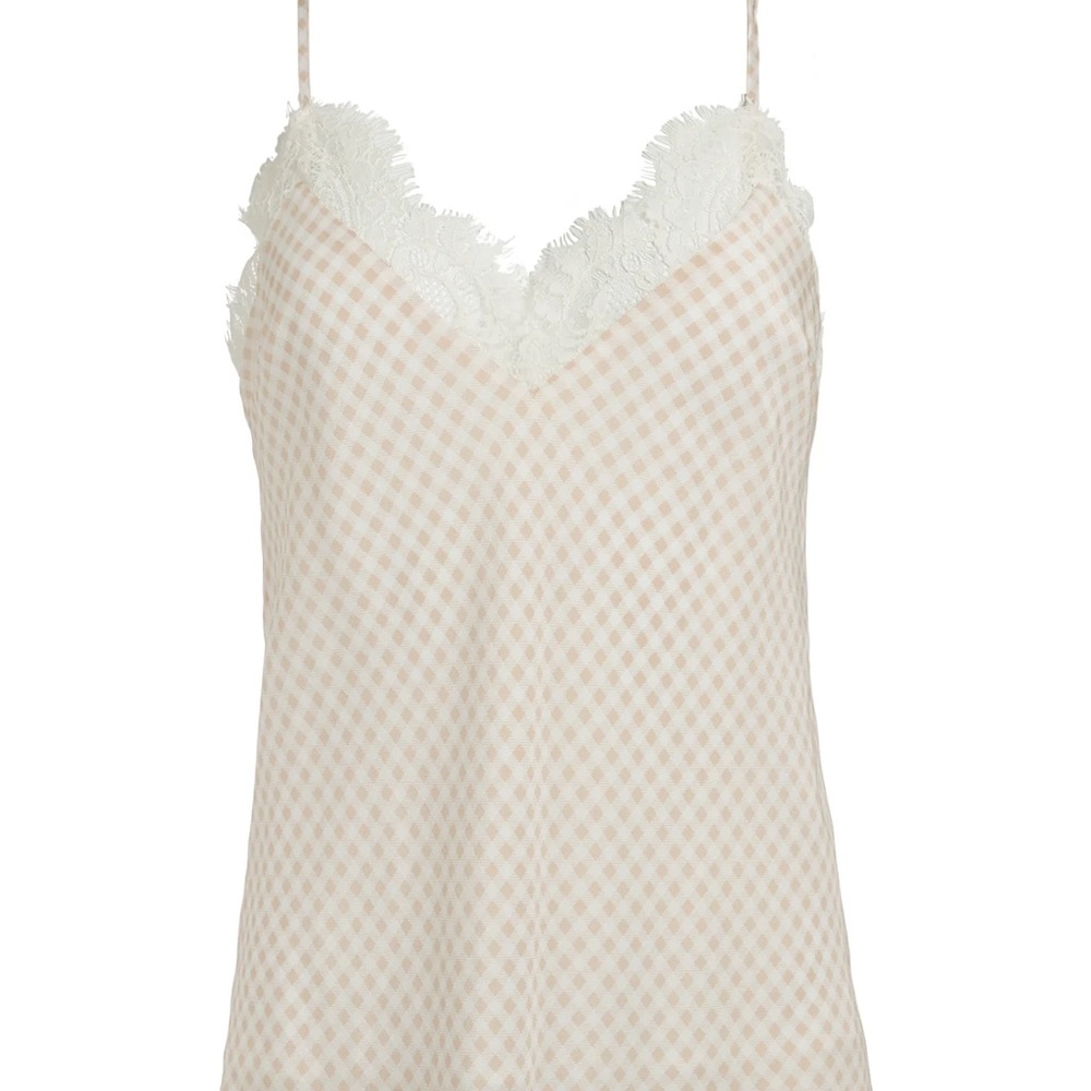 Cream Lace Trim Camisole with Spaghetti Straps